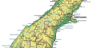 Χάρτης του νέα ζηλανδία, νότιο νησί ταξιδιού